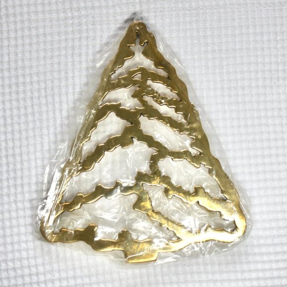 New Vintage 90's Brass Evergreen Pine Tree Trivet - Picture 5 of 6